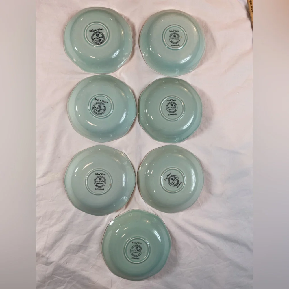 Adams Calyx Ware‎ Lowestoft Ironstone 7 tea saucers Vintage